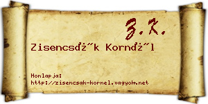 Zisencsák Kornél névjegykártya